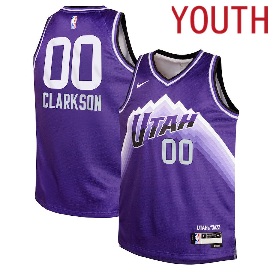 Youth Utah Jazz 00 Jordan Clarkson Nike Purple City Edition 2023-24 Swingman Replica NBA Jersey
